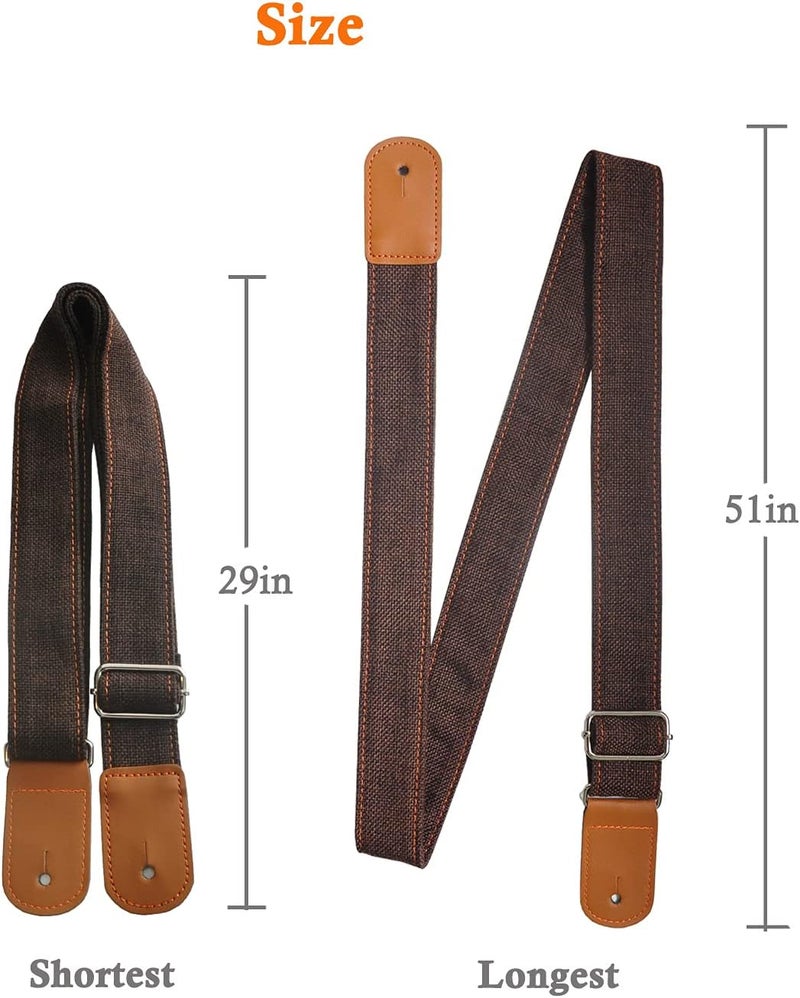 Farcaya Ukulele Strap Cotton Linen Adjustable Uke Shoulder Strap with Picks Lock Button End Pin for Soprano Concert Tenor Baritone (Coffee) - Image 5